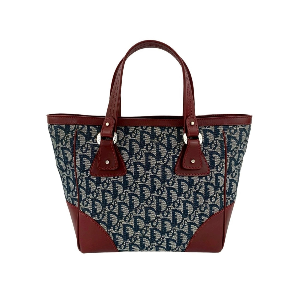 Christian Dior Navy Wine Canvas Leather Handbag Tote Bag Rovelle Bags