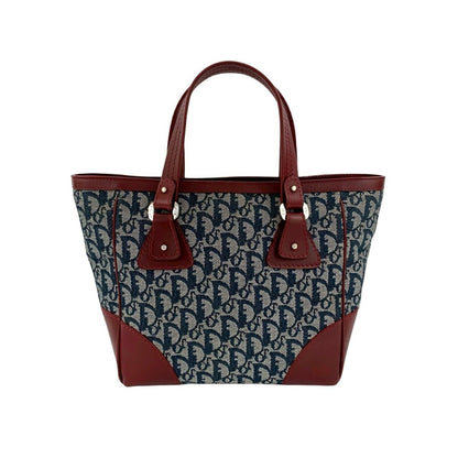 Christian Dior Navy Wine Canvas Leather Handbag Tote Bag Rovelle Bags