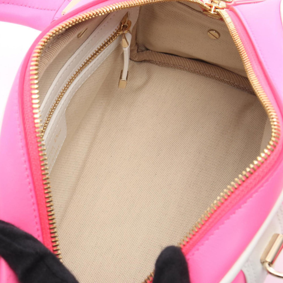 Christian Dior Pink White Leather Handbag Leather Rovelle Bags