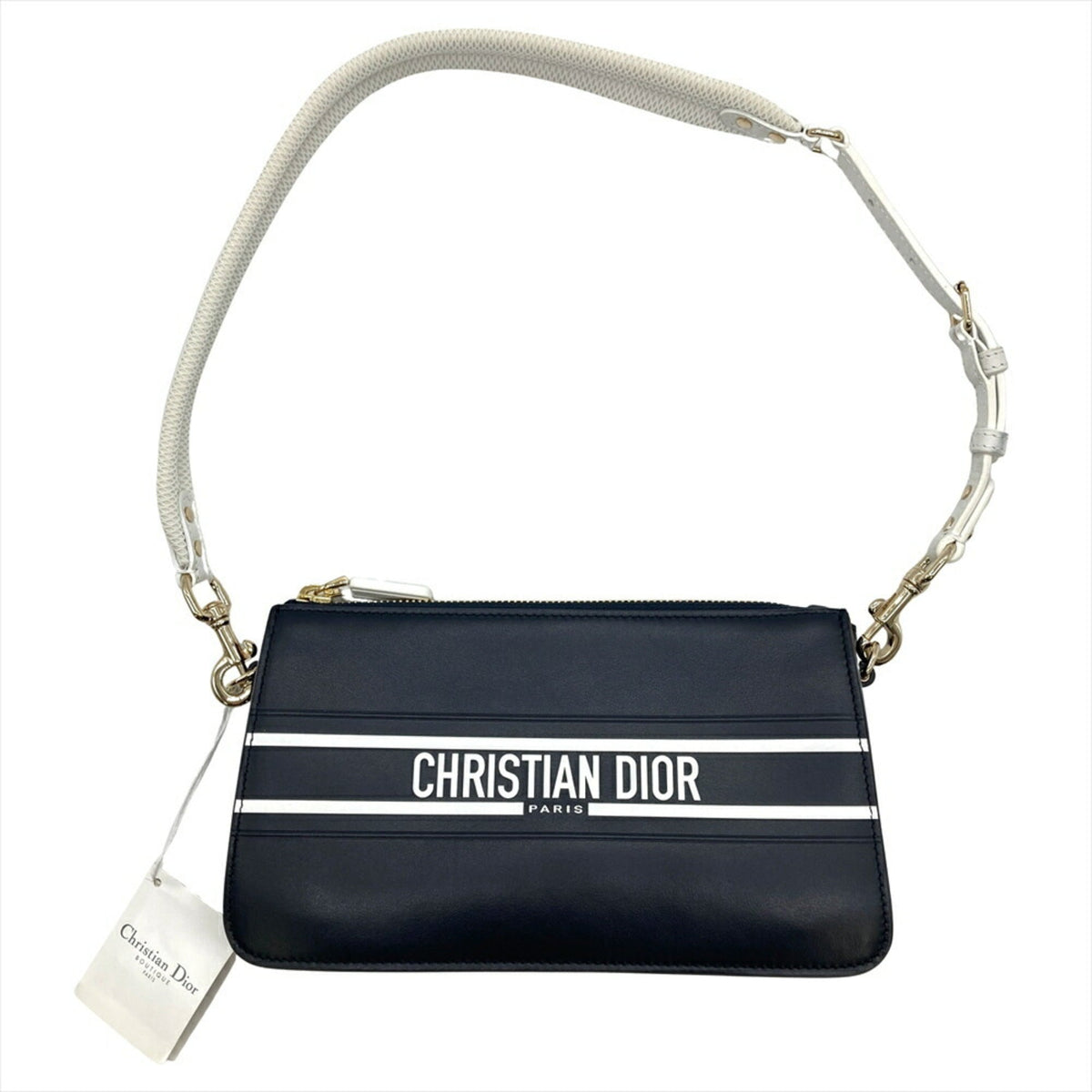 Christian Dior Navy Leather Shoulder Bag Leather Rovelle Bags