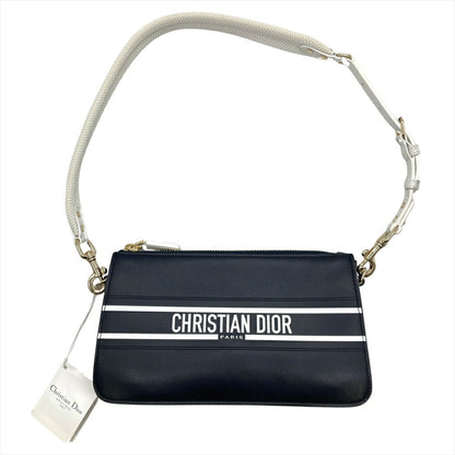 Christian Dior Navy Leather Shoulder Bag Leather Rovelle Bags
