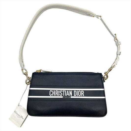 Christian Dior Navy Leather Shoulder Bag Leather Rovelle Bags