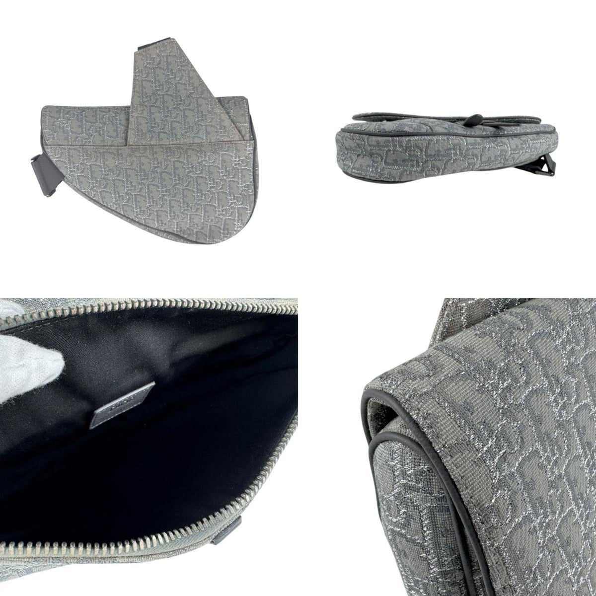 Christian Dior Gray Canvas Saddle Bag Shoulder Bag Rovelle Bags