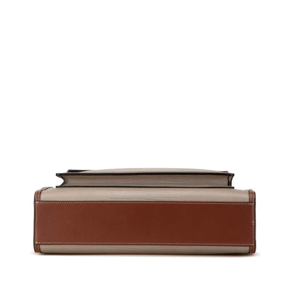 Burberry Brown Gray Leather Handbag Shoulder Bag ( )