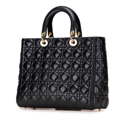 Christian Dior Lady Dior Black Leather Handbag Shoulder Bag Rovelle Bags