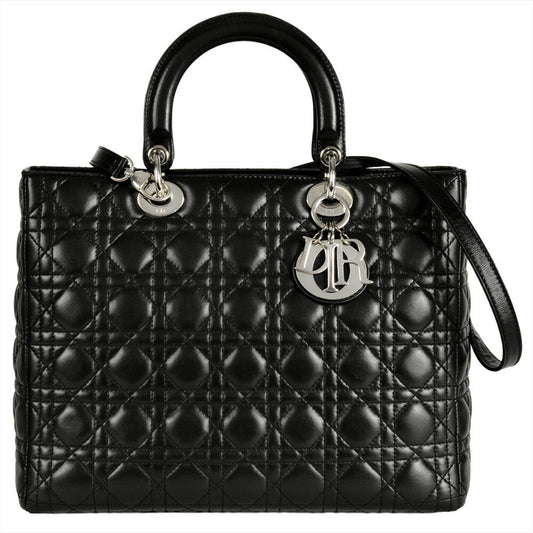 Christian Dior Lady Dior Black Leather Handbag Style 2 Rovelle Bags