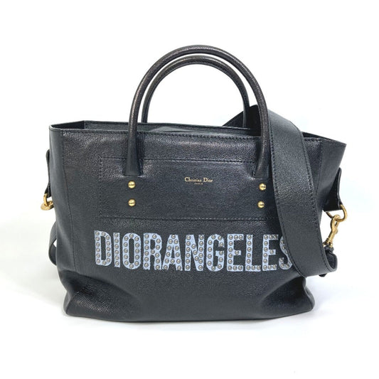 Christian Dior Black Leather Shoulder Bag Tote Bag Leather Rovelle Bags