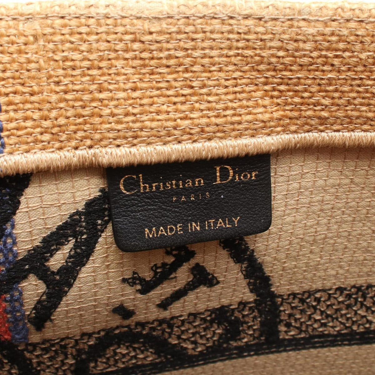 Christian Dior Black Brown Multi-Color Raffia Tote Bag Rovelle Bags