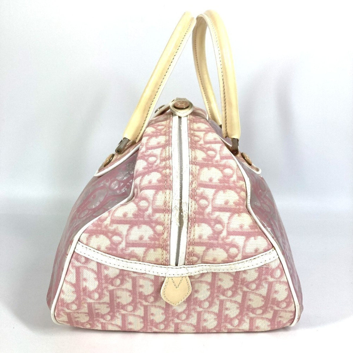 Christian Dior Pink Yellow Trotter Boston Bag Handbag Tote Bag Rovelle Bags