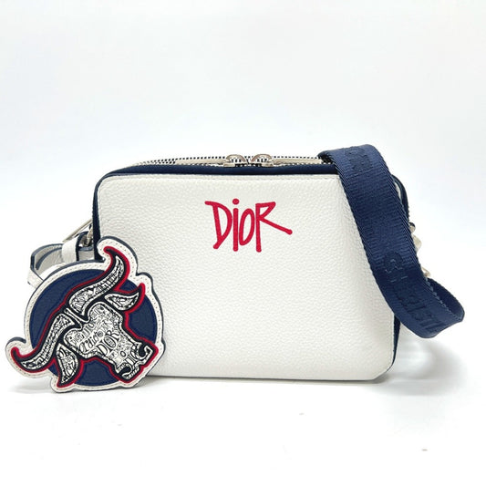 Christian Dior Navy White Leather Shoulder Bag Rovelle Bags