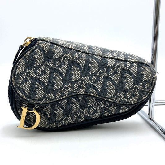 Christian Dior Navy Canvas Pouch Rovelle Bags