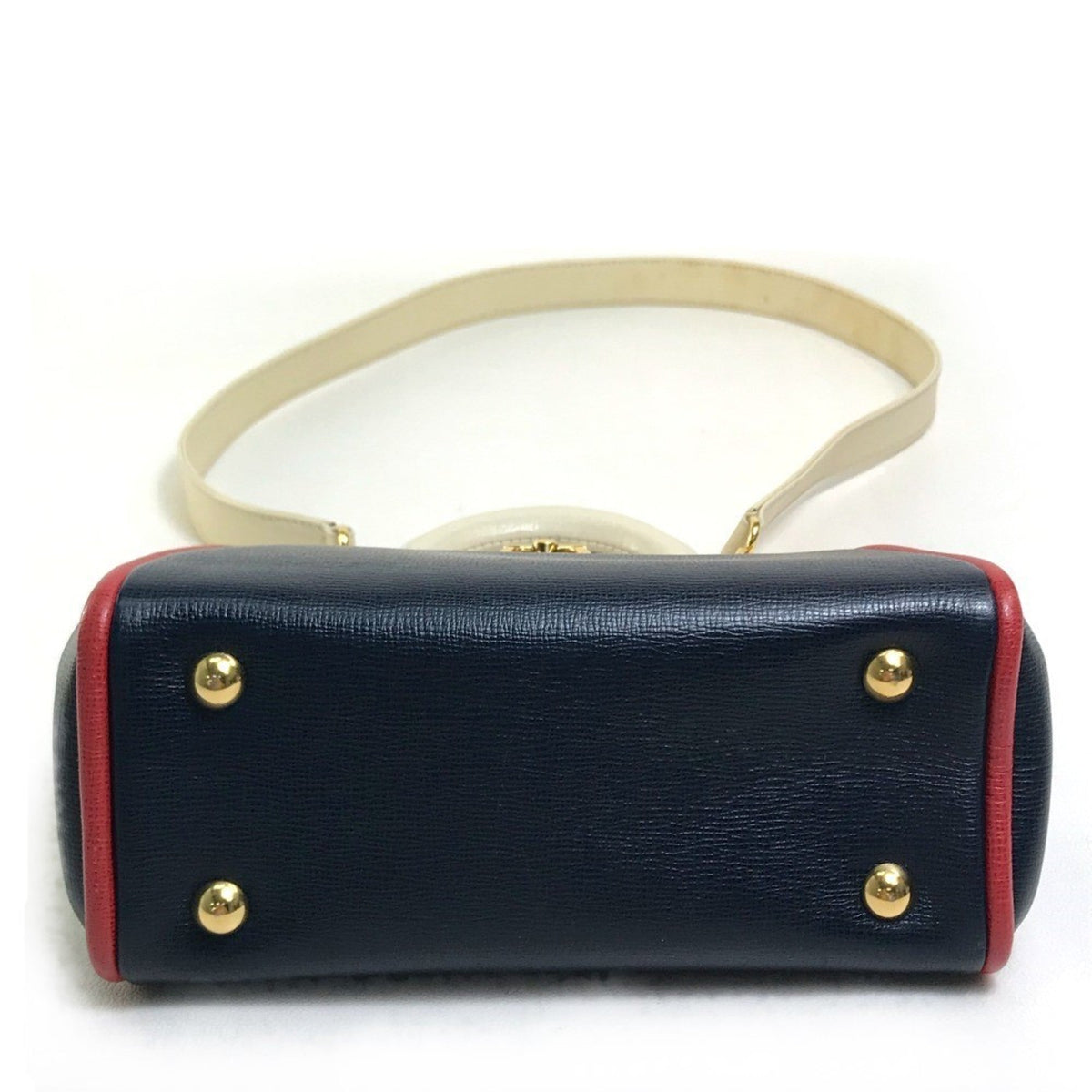 Christian Dior Navy Red Color White Leather Handbag Shoulder Bag Rovelle Bags