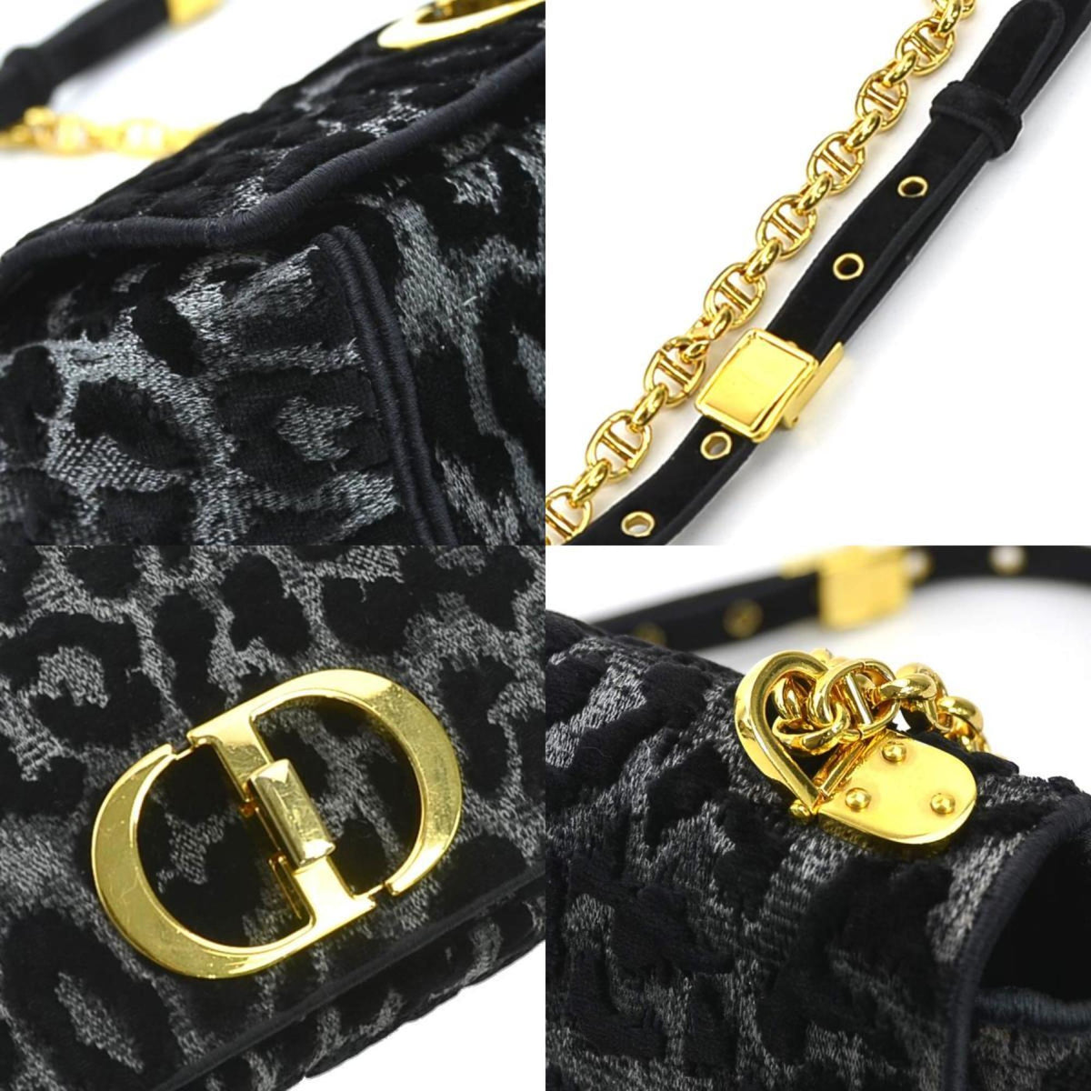 Christian Dior Black Gray Velvet Canvas Shoulder Bag Rovelle Bags