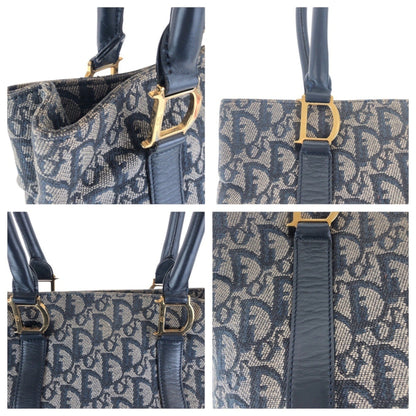 Christian Dior Navy Canvas Leather Shoulder Bag Tote Bag Rovelle Bags