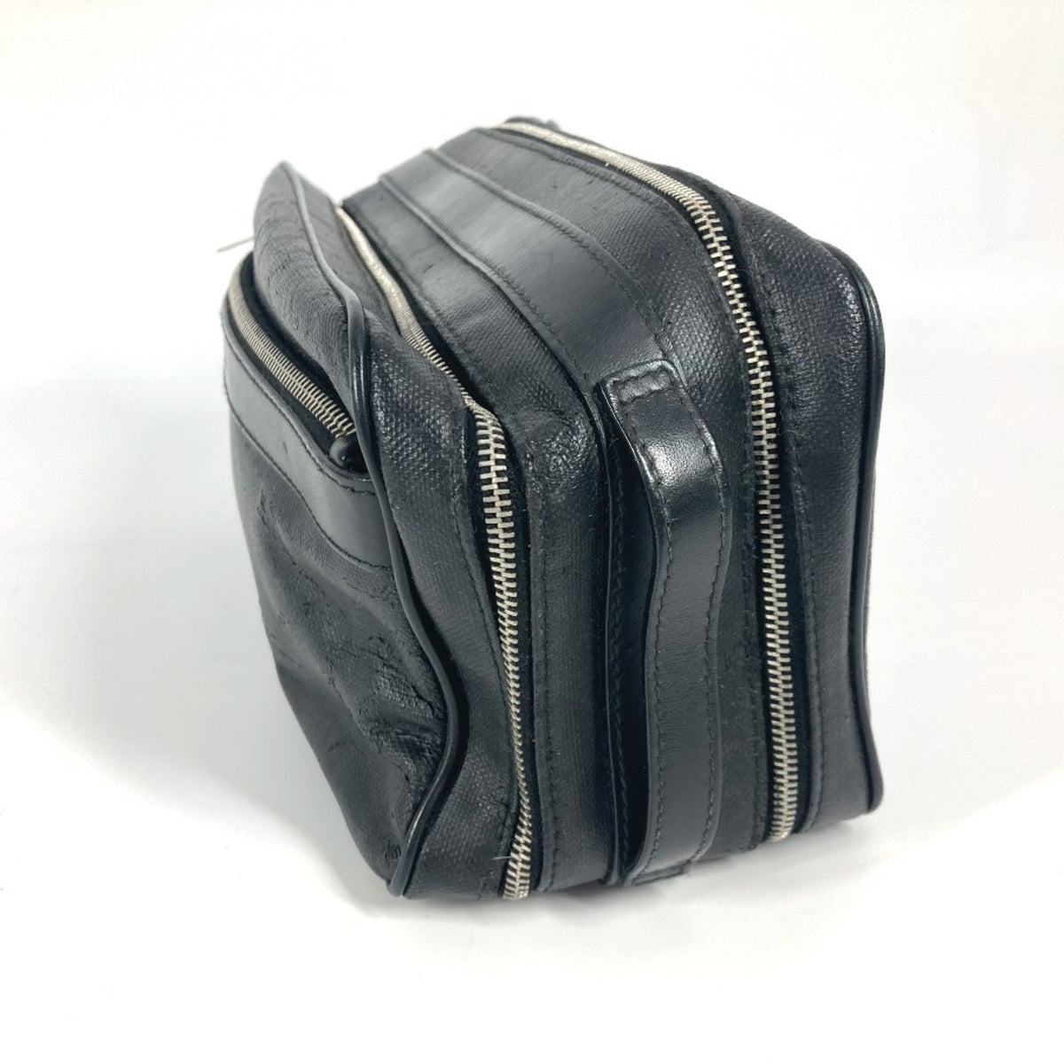 Christian Dior Black Leather Coated Canvas Clutch Bag Pouch Rovelle Bags