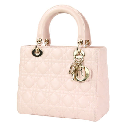 Christian Dior Lady Dior Pink Leather Handbag Shoulder Bag Leather Rovelle Bags