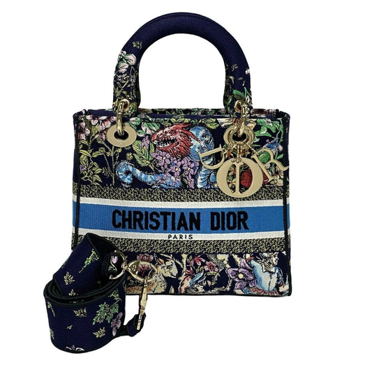 Christian Dior Blue Gold Canvas Shoulder Bag Rovelle Bags