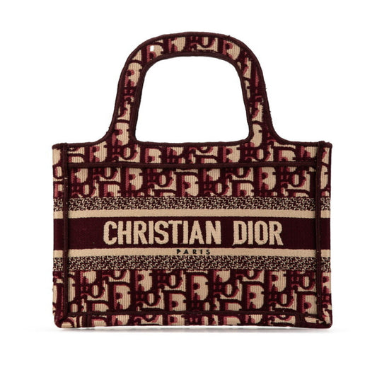 Christian Dior Beige Wine Canvas Handbag Tote Bag Rovelle Bags