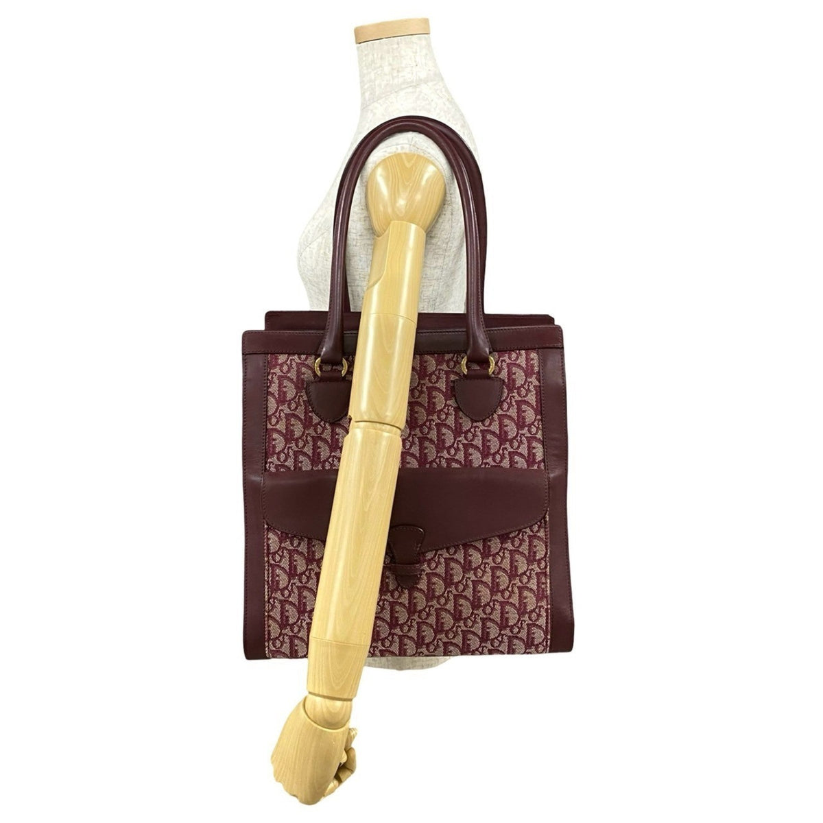 Christian Dior Red Color Canvas Leather Handbag Tote Bag Rovelle Bags