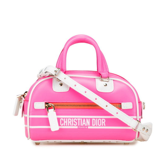 Christian Dior Pink White Leather Handbag Rovelle Bags