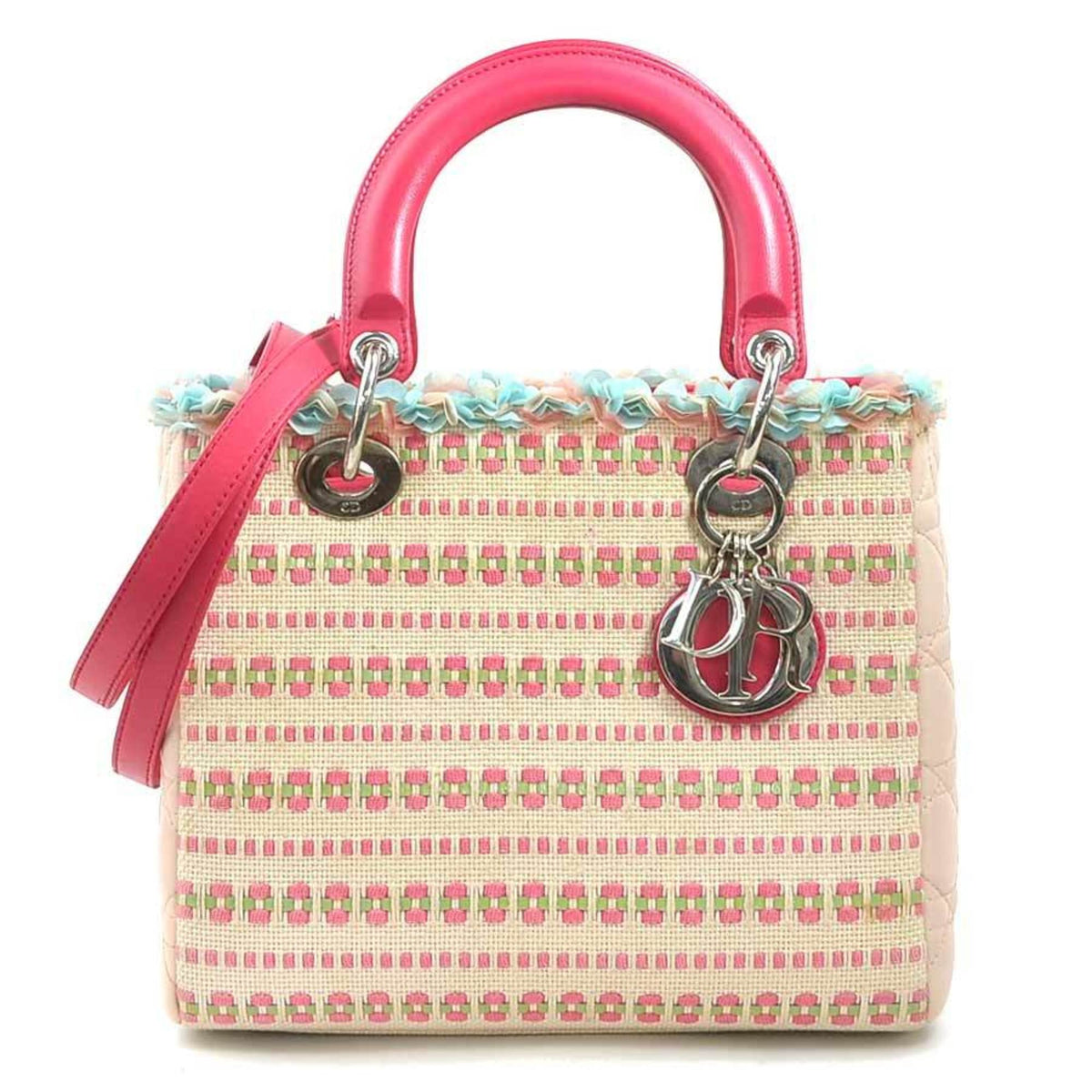 Christian Dior Pink Canvas Leather Handbag Shoulder Bag Rovelle Bags