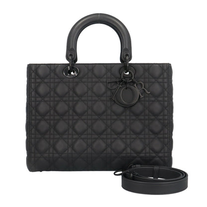 Christian Dior Lady Dior Black Leather Shoulder Bag Leather Rovelle Bags