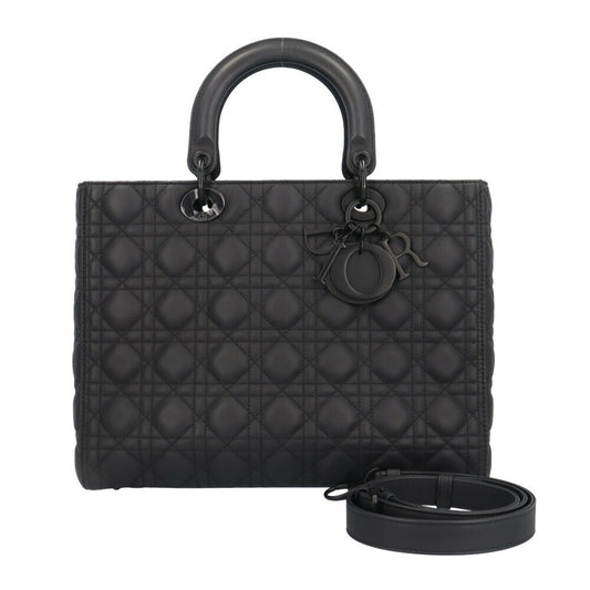 Christian Dior Lady Dior Black Leather Shoulder Bag Leather Rovelle Bags