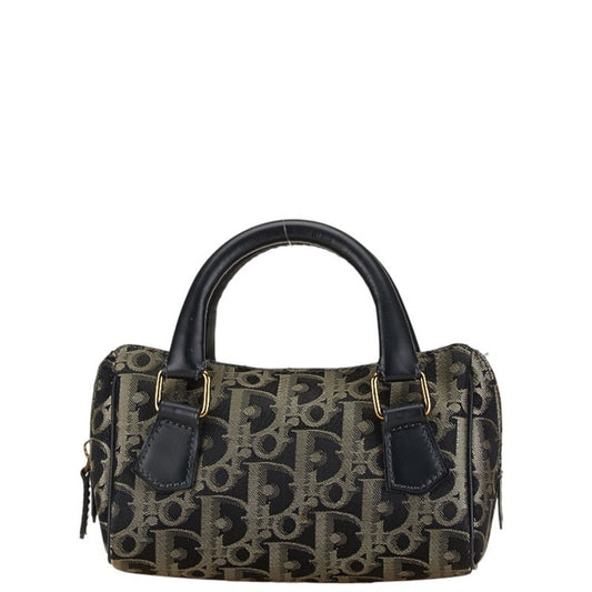 Christian Dior Navy Canvas Leather Handbag Rovelle Bags