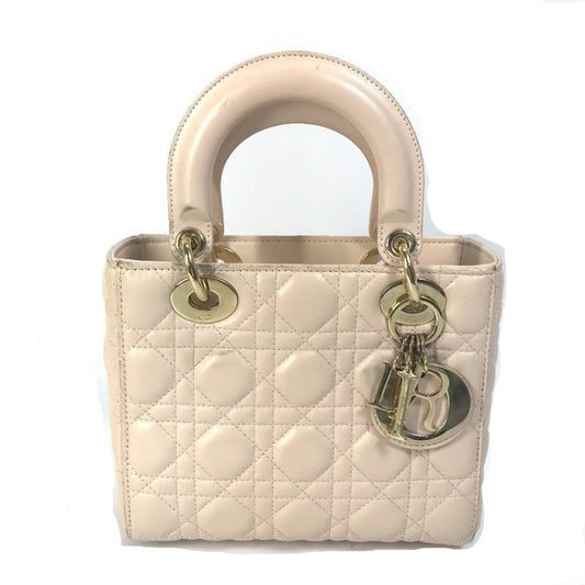 Christian Dior Pink Beige Leather Handbag Shoulder Bag Rovelle Bags