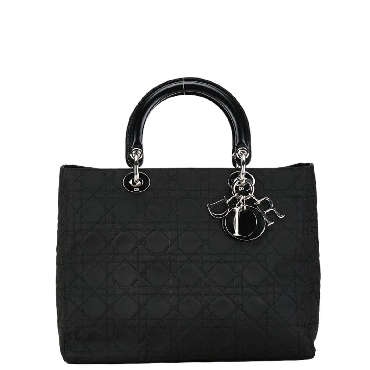 Christian Dior Black Cotton Leather Handbag Pochette Pouch Shoulder Bag Rovelle Bags