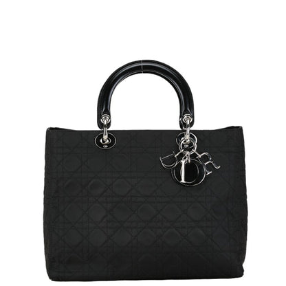 Christian Dior Black Cotton Leather Handbag Pochette Pouch Shoulder Bag Rovelle Bags