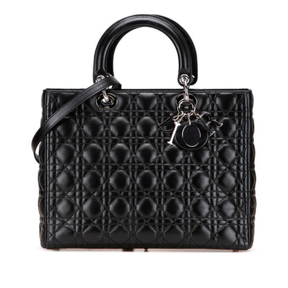 Christian Dior Lady Dior Black Leather Handbag Shoulder Bag Leather Rovelle Bags