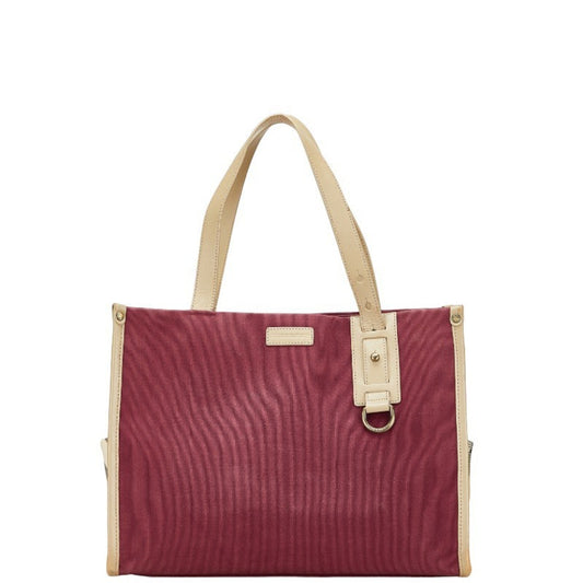 Burberry Beige Purple Canvas Leather Handbag Tote Bag ( )