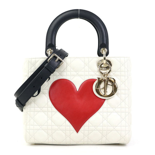 Christian Dior Black Red Color White Leather Handbag Shoulder Bag Rovelle Bags