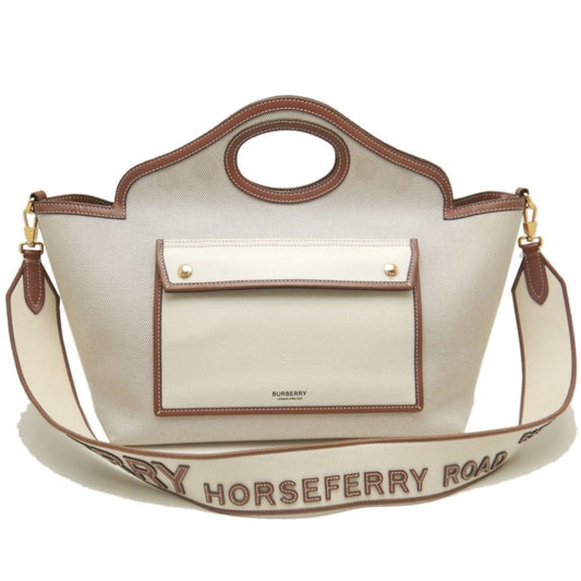 Burberry Gold Canvas Leather Tote Bag ( )