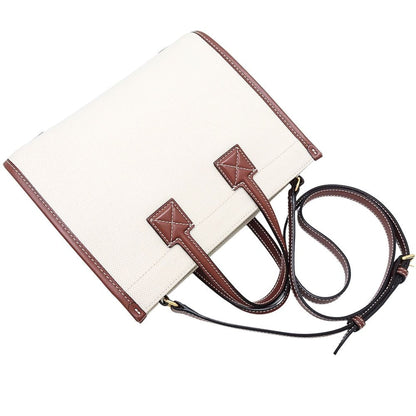 Burberry Brown Ivory Canvas Leather Shoulder Bag ( )