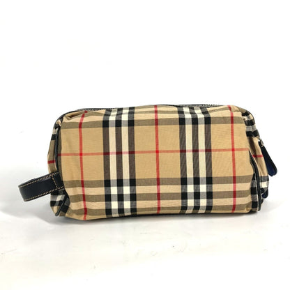 Burberry Beige Black Leather Canvas Clutch Bag Pouch ( )