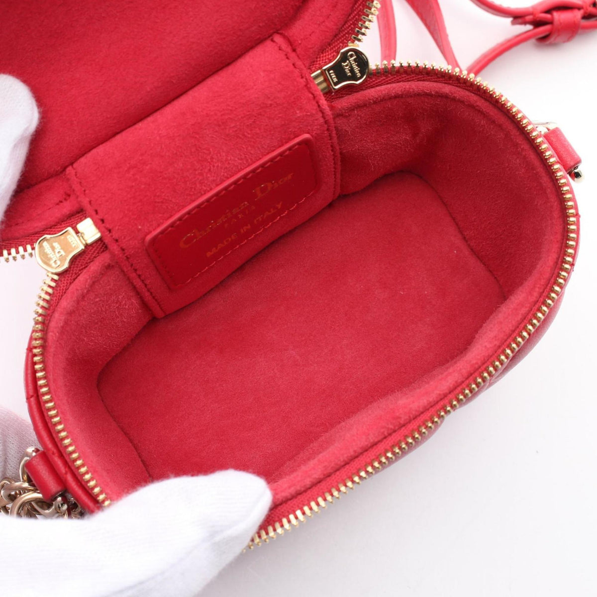 Christian Dior Lady Dior Red Color Leather Handbag Leather Rovelle Bags