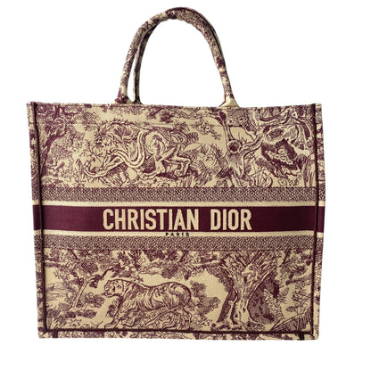 Christian Dior Bordeaux Brown Red Color Canvas Tote Bag Rovelle Bags