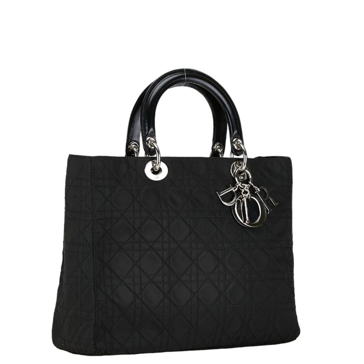 Christian Dior Black Cotton Leather Handbag Pochette Pouch Shoulder Bag Rovelle Bags