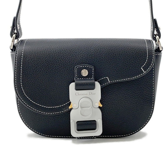 Christian Dior Black Leather Messenger Bag Saddle Bag Shoulder Bag Rovelle Bags