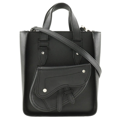 Christian Dior Black Leather Handbag Shoulder Bag Tote Bag Leather Rovelle Bags