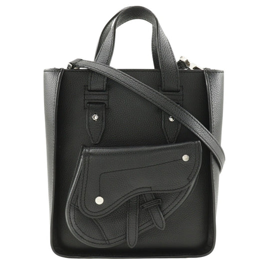 Christian Dior Black Leather Handbag Shoulder Bag Tote Bag Leather Rovelle Bags
