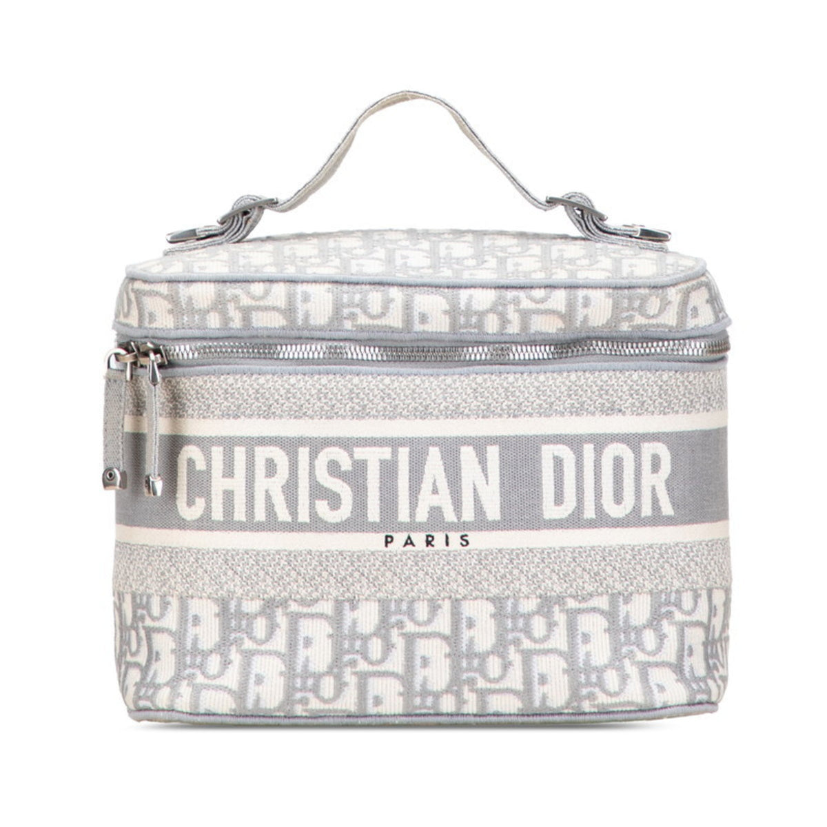 Christian Dior Gray White Canvas Handbag Vanity Bag Rovelle Bags