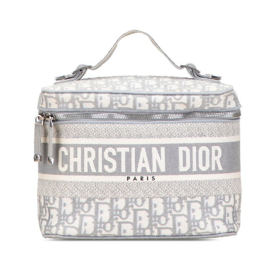 Christian Dior Gray White Canvas Handbag Vanity Bag Rovelle Bags