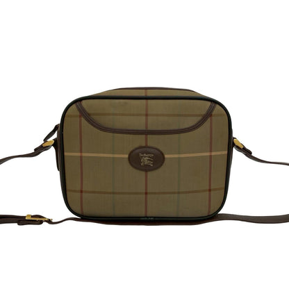 Burberry Brown Khaki Canvas Leather Shoulder Bag ( )