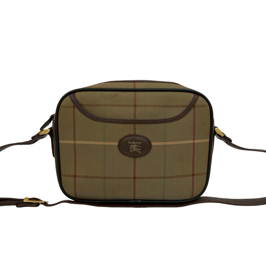 Burberry Brown Khaki Canvas Leather Shoulder Bag ( )