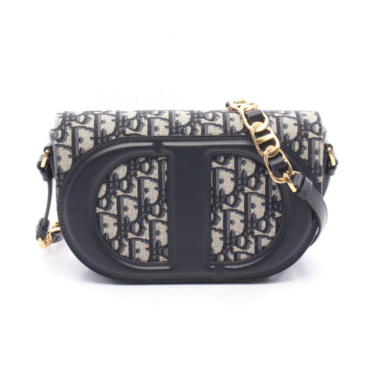 Christian Dior Beige Navy Canvas Leather Shoulder Bag Rovelle Bags