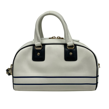 Christian Dior Navy White Leather Handbag Leather Rovelle Bags