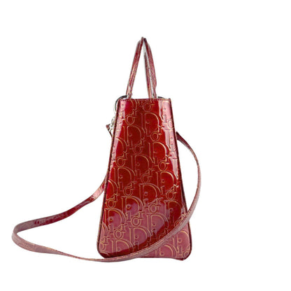 Christian Dior Red Color Patent Leather Handbag Shoulder Bag Rovelle Bags
